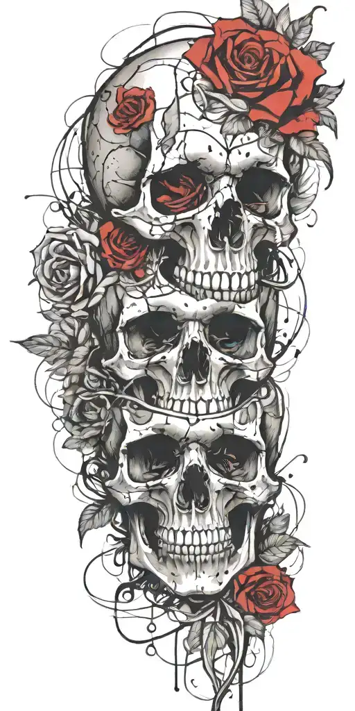 Skull With Roses Tangled