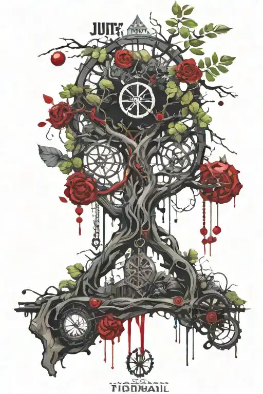 Ygdrasil With Dna And A Rosary Wrapped