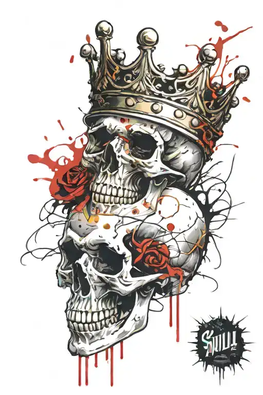 Skull With Crown Gold Tooth Smoking