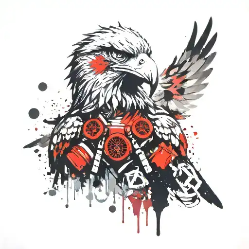 Spread Wings Eagle With Gas Mask On Eagles Head Wearing