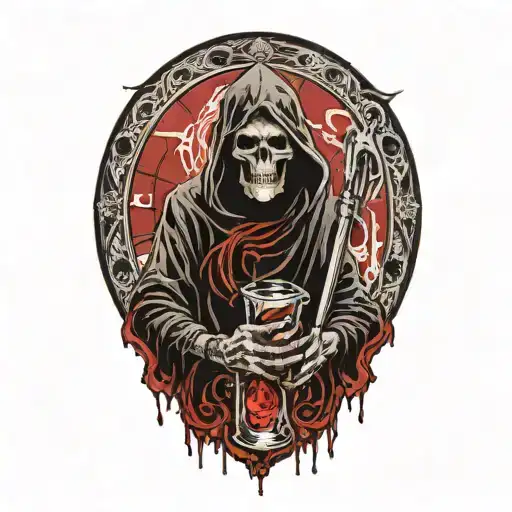 Grim Reaper Holding An Hour Glass