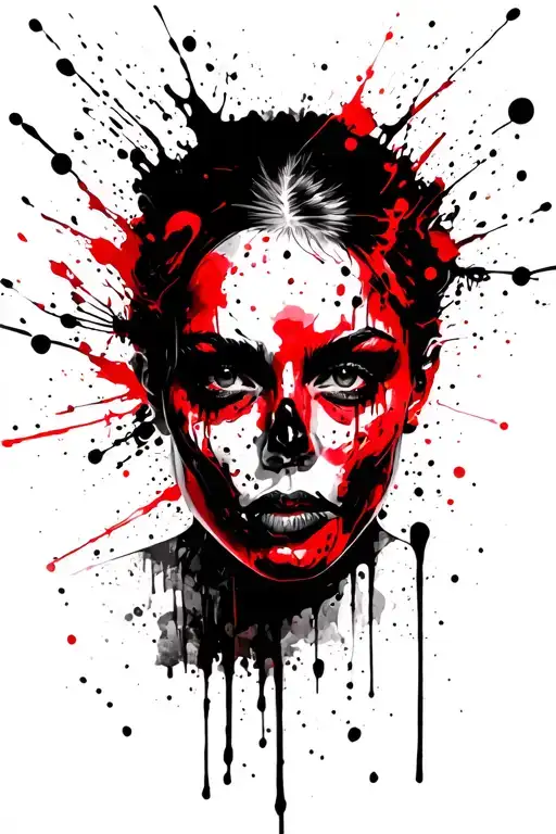 Dark Black With Red Brush Strokes