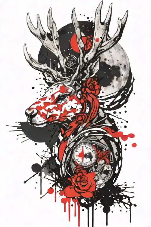 Jackalope With Vampire Teeth Solid White Eyes With Moon In The Background