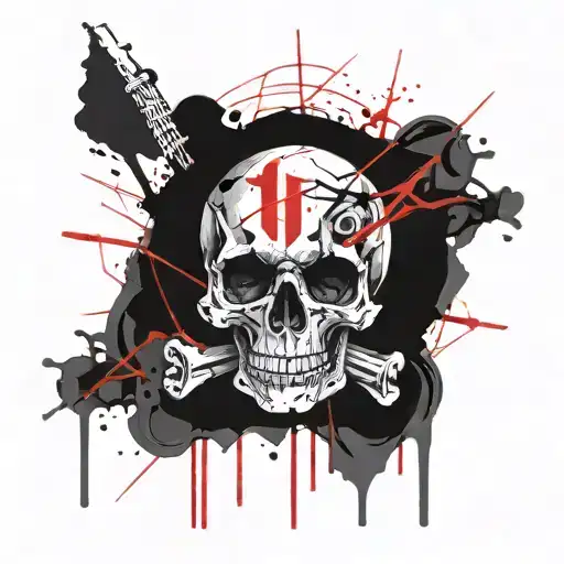Skull And Red Lines