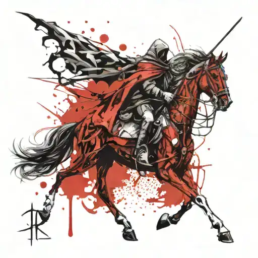 Reaper On Dead Evil Horse Riding Through Hell And Chaos