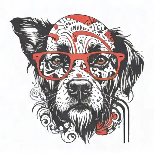 Dog Wearing Sunglasses With A Beard