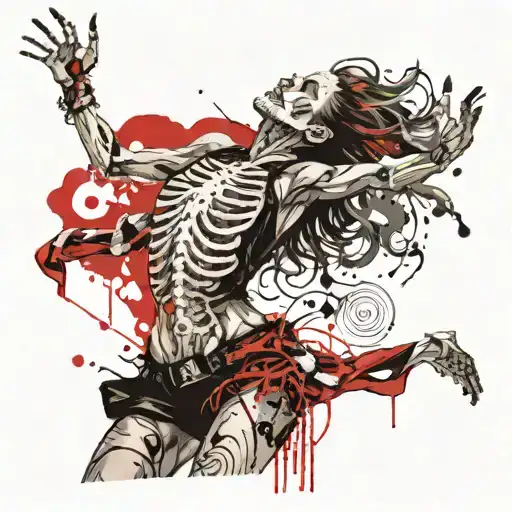 Woman Dances With Skeleton