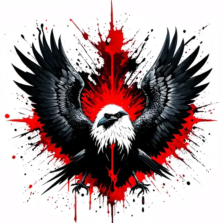 Nordic Viking Runic Crow With Wings Spread