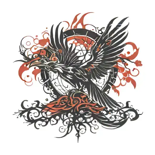 Phoenix Bird Inside A Tree Of Life