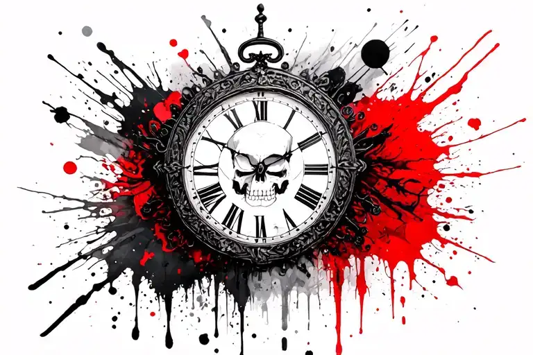 Roman Clock And Skull