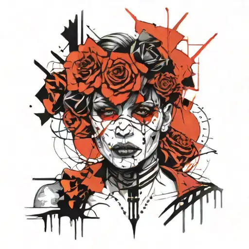 Neck And Collarbones With Gothic Elements And Lines