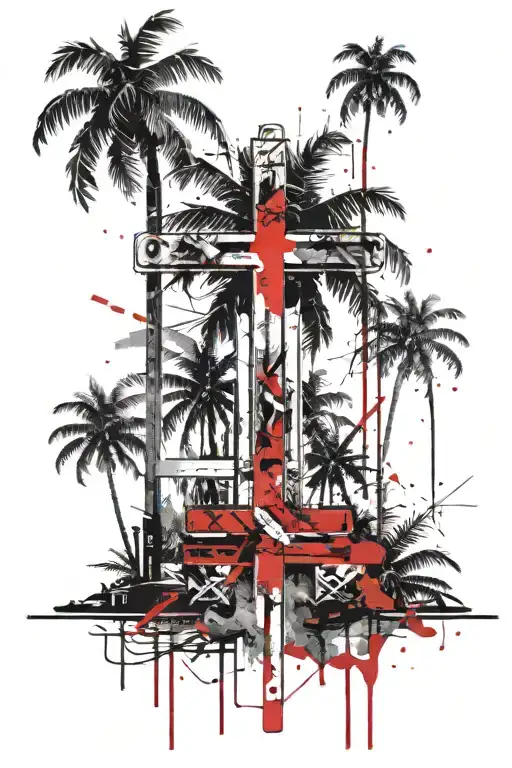 Roman Numerals With Cross And Palm Trees