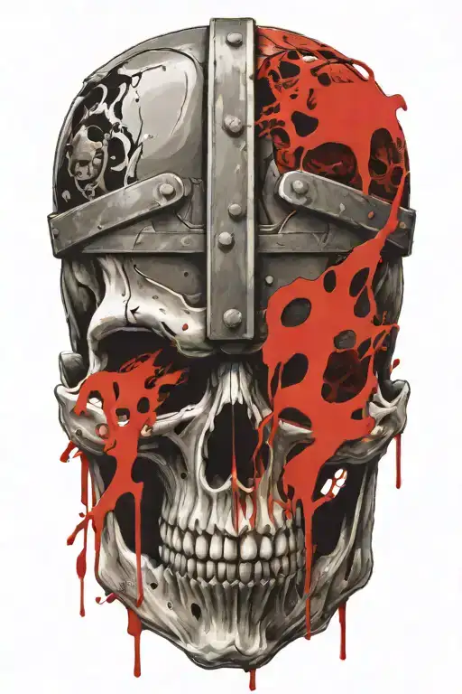 Viking Skull With A Train In The Background