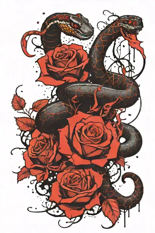 Snake And Roses Growing
