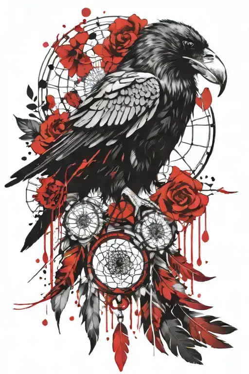 Crow With Dream Catcher