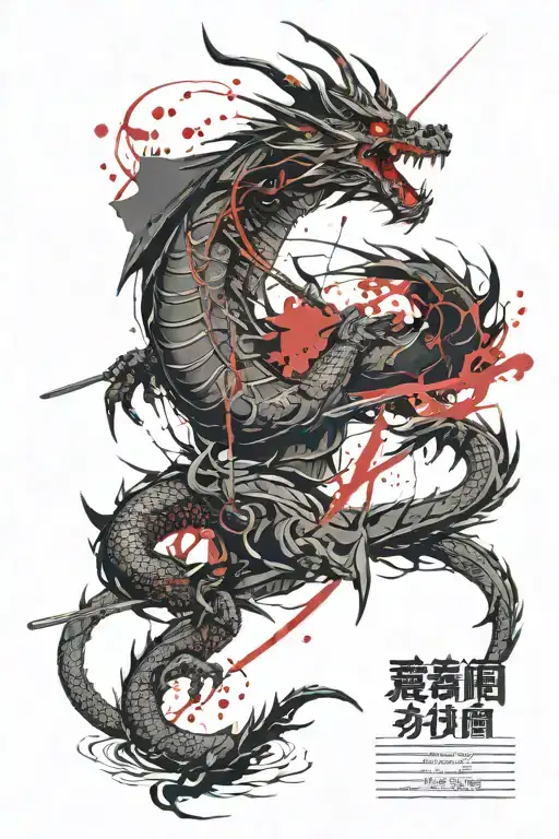 Dragon Wrapped Around Katana Sword