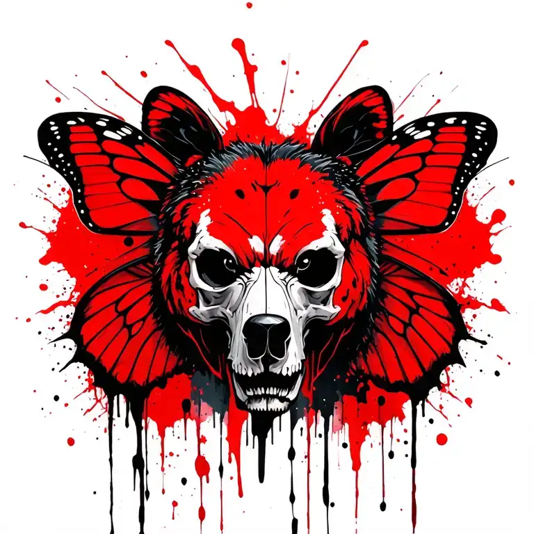 Bear Skull With Butterfly Wings