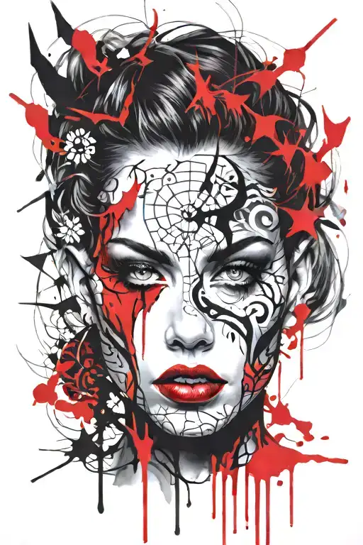 Pattern Female Face Girl Demon