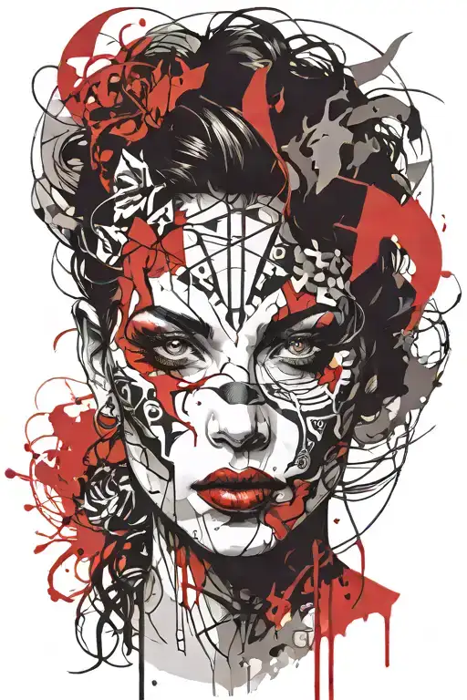 Pattern Female Face Girl Demon