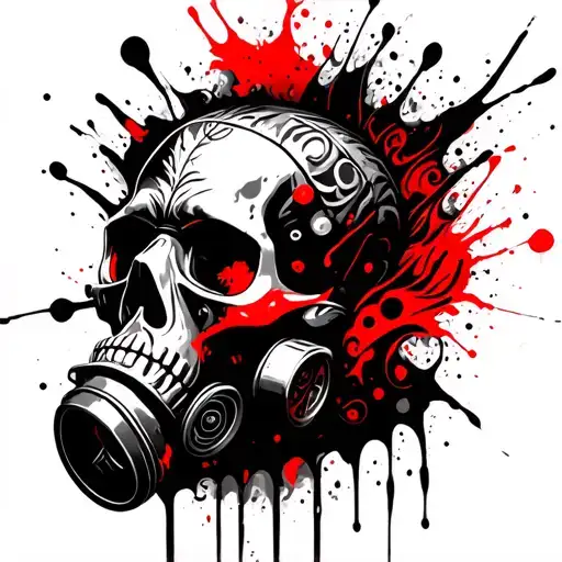 Skull Gasmask Maori Abstract