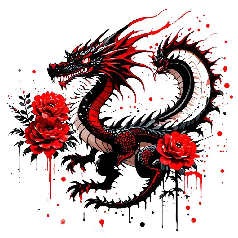 Dragon With Flowers