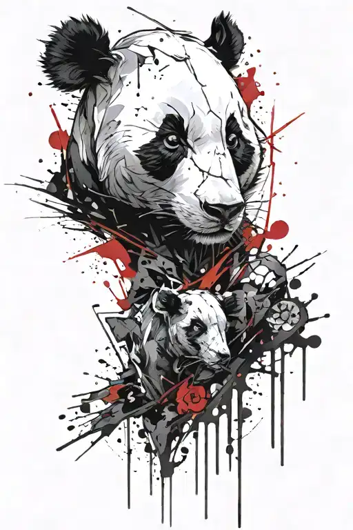 Combination Of Panda And Cow Head