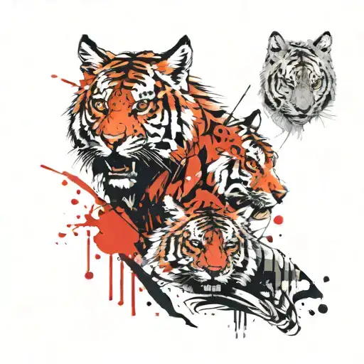 Wolf Head And Bengal Tiger Cub