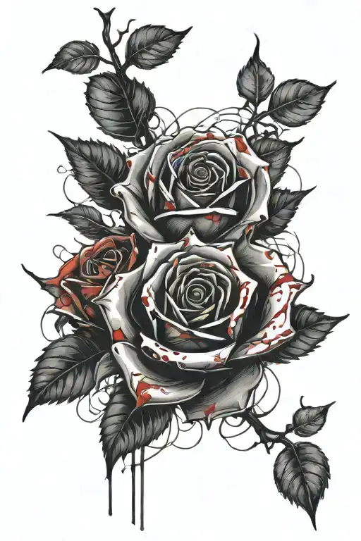 Bloody Rose With Thorn Vines Growing