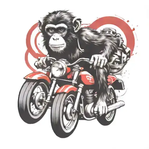 Monkey Riding A Motorcycle With Two Wheels