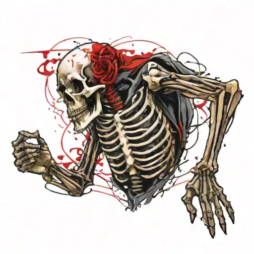 Design A Tattoo Featuring A Praying Skeleton Full Sleeve Length