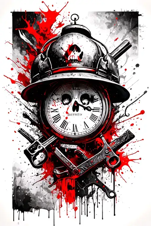 Skull Fireman Tools As Clock Tower
