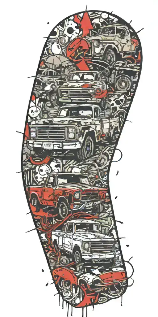 Beat Up Pickup Truck Wrecked By Grenade On Shrooms