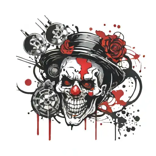 Clown Skull Shadow Blood Moon Blackness