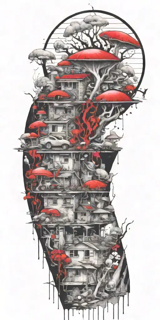 Sophisticated Suburban Hurricane Disaster On Shrooms