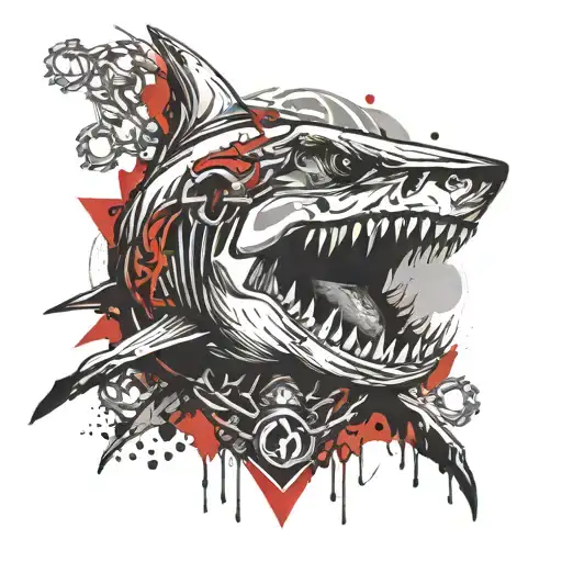 A Devilish Shark With A Skull And Chains Drinks Vodka