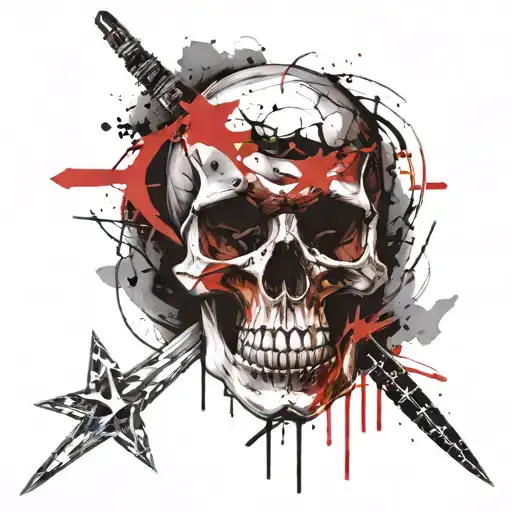 Skull Shadow Cosmos Star Bloody Blade Red