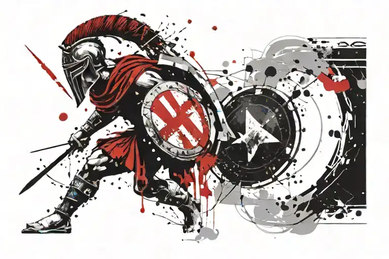 A Greek Spartan With A Spear And A Shield Staring Into The Distance Thoughtfully