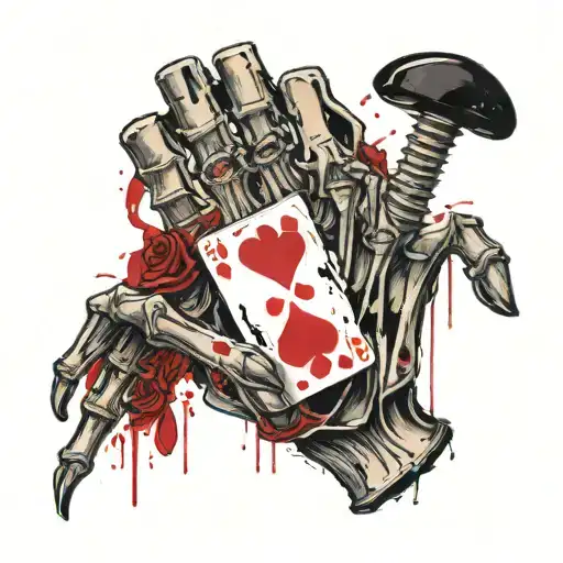 Skeleton Hand Holding Playing Cards