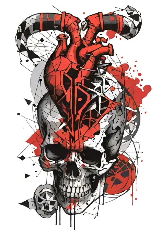 Skull Heart Geometric Shapes