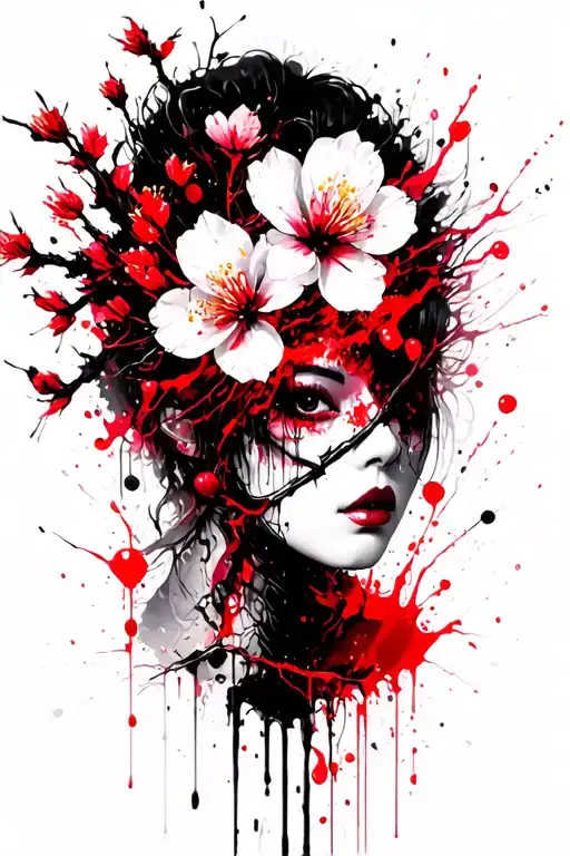 Samuri And Cherry Blossoms