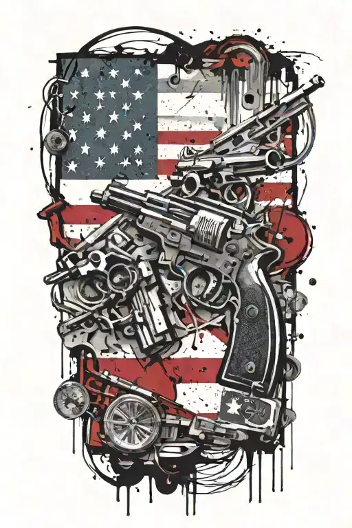 American Flag Texas Flag War Gun