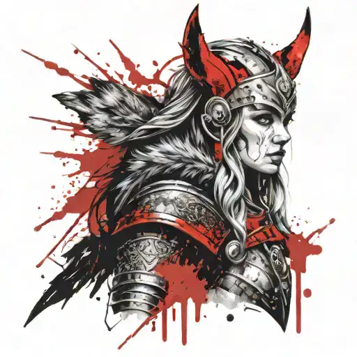 Create A Viking Shield Maiden That Is Bleeding With A Wolf Helmet