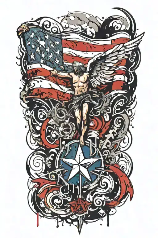 Texas Flag American Flag Angel Male