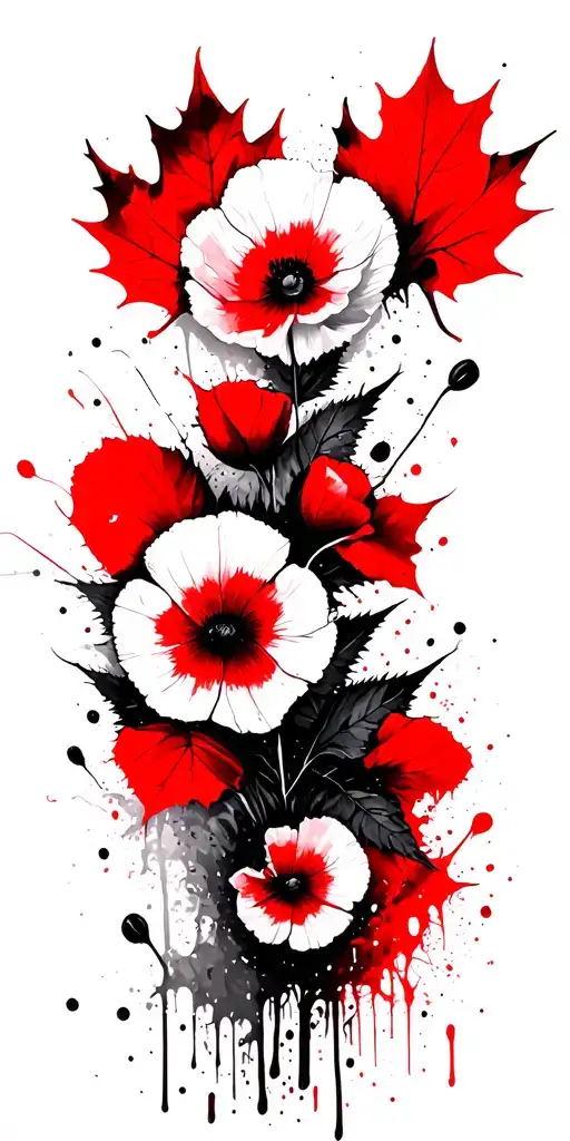 Maple Leaf And Poppies