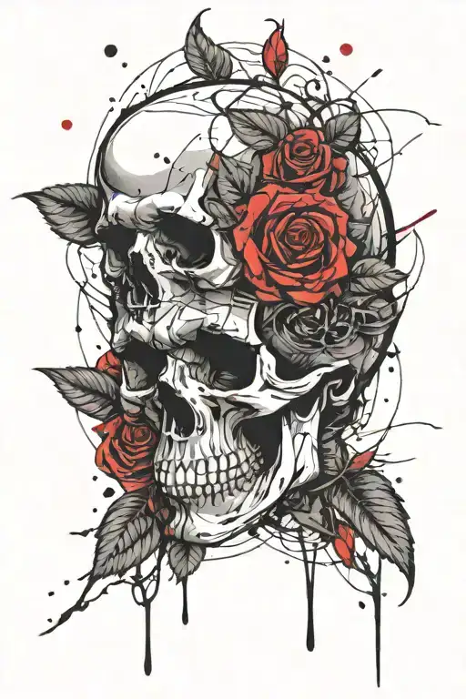 Rose Flower And Skull