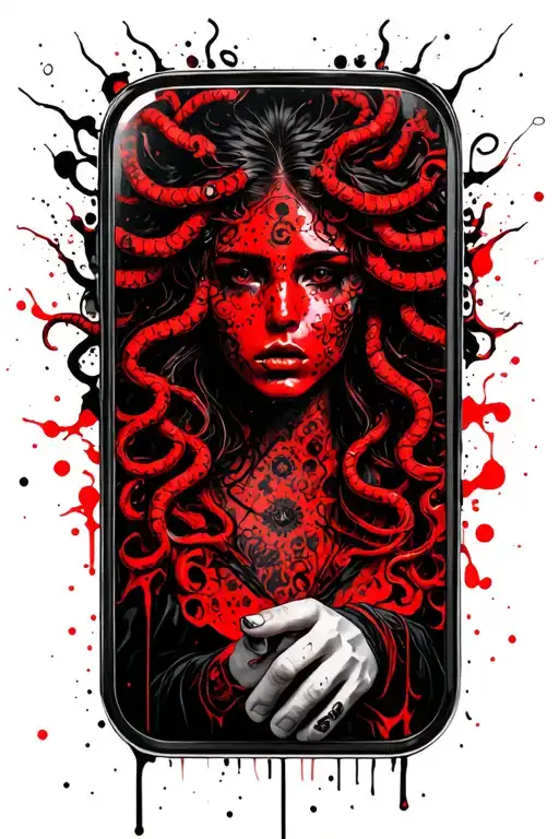 Medusa Holding Hand Mirror Reflection