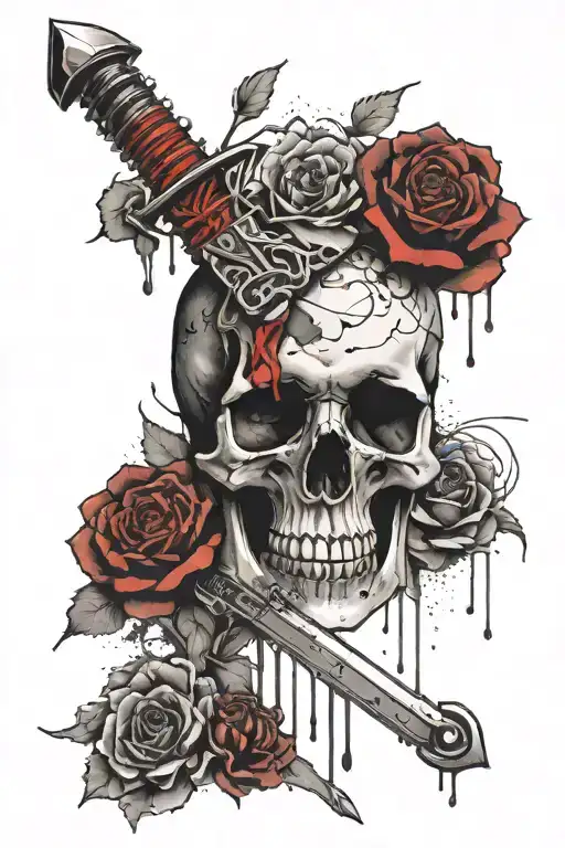 Sword Roses Skull