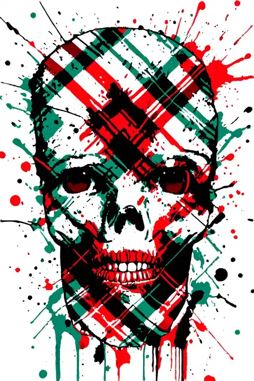 Tartan Cloth Baby Blue Green And Thin Red Lines Tattered