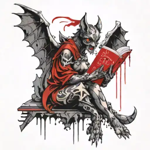 Female Gargoyle Warrior With A Book