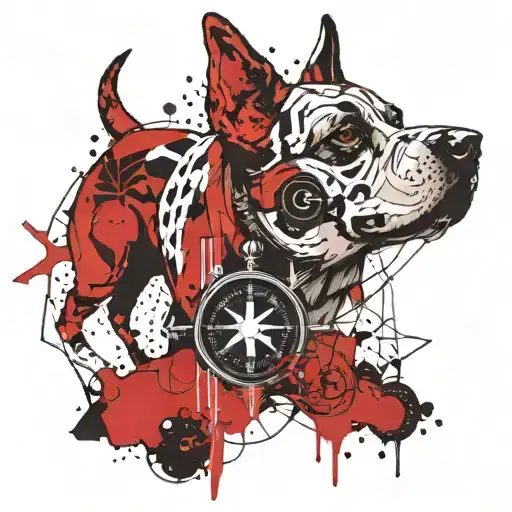 A Dog With A Compass In The Background